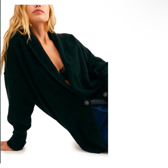 Free People Oversized Eucalyptus Button Up Cardigan Black Size XS - Picture 3 of 10